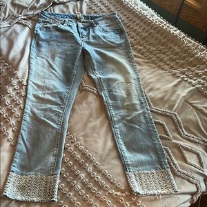 Ruff Hewn Blue Ankle Cropped Jeans Casual Style